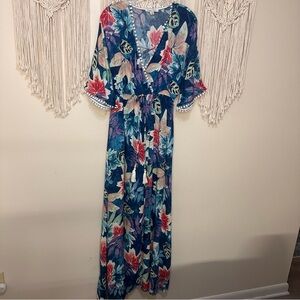 Floral Maxi Dress with Tassel Detail Size M